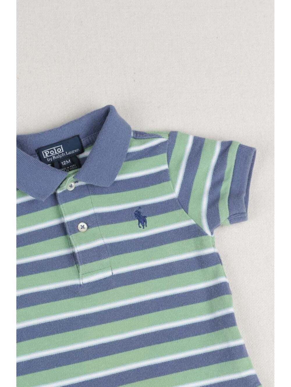 00's Polo Ralph Lauren Kids Green Stripe Short Sleeve Polo